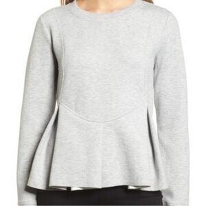 Chelsea28 Peplum Grey Pleated Sweatshirt